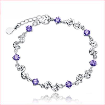 Temperament Female Accessories Silver Plated Bracelet South Korea Love Apartment Red Bean Amethyst White Gold Plated