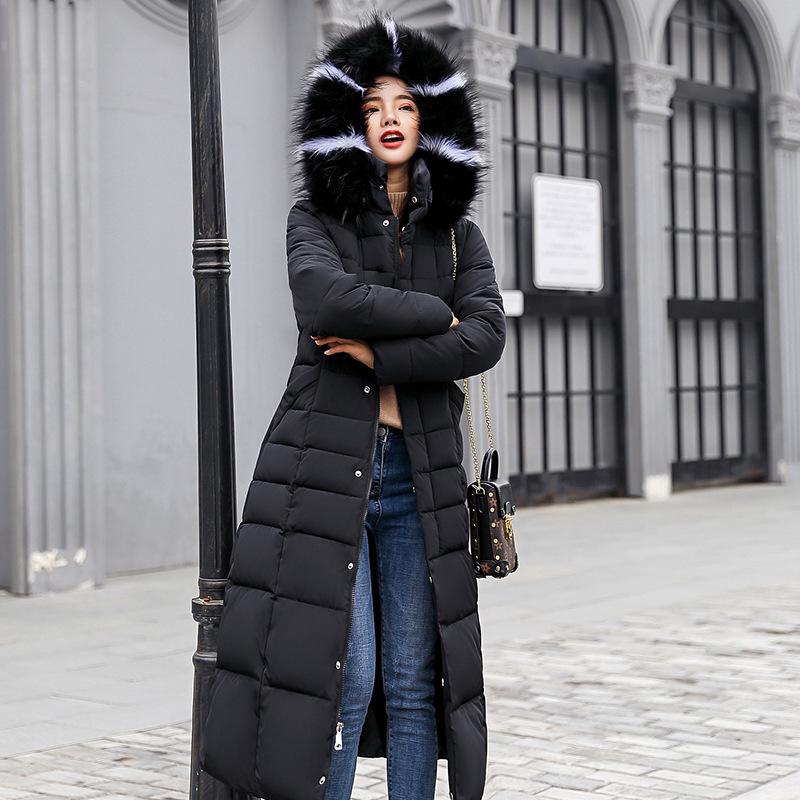 Women's Long Cotton-Padded Jacket with Belt, Over-the-Knee, Slim Fit, Korean Winter 2025 Style.