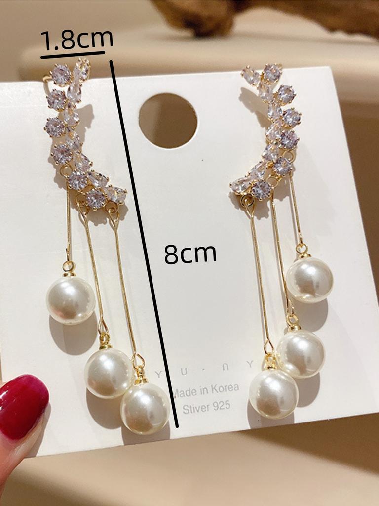 2 pieces of women's European and American trendy pearl tassel earrings, outdoor travel, carnival, party, holiday dressing gifts