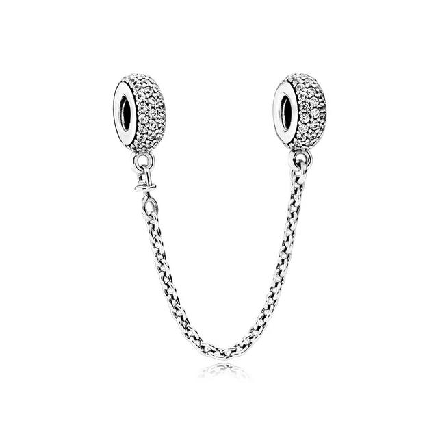 Charm-Anhänger aus 925er-Sterlingsilber mit funkelnder Pavé-Krone, O-Baum, Sicherheitskette, passend für Original-Fasion-Armbänder, DIY-Frauenschmuck, Geschenk