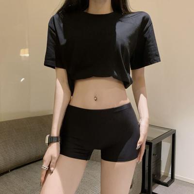Women Safety Pants High Elasticity Solid Color Ice Silk Seamless Anti-exposure Mid Waist Quick Dry Mini Skirt Inner Shorts Yoga Shorts Underpants
