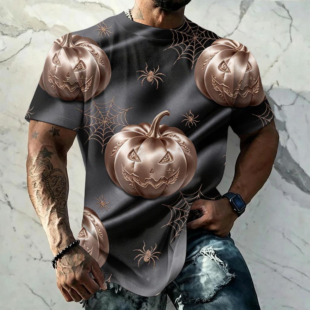 Men's Halloween Vintage Graphic T Shirt Loose Fit Breathable Short Sleeve Summer Sports Streetwear Casual Everyday Top