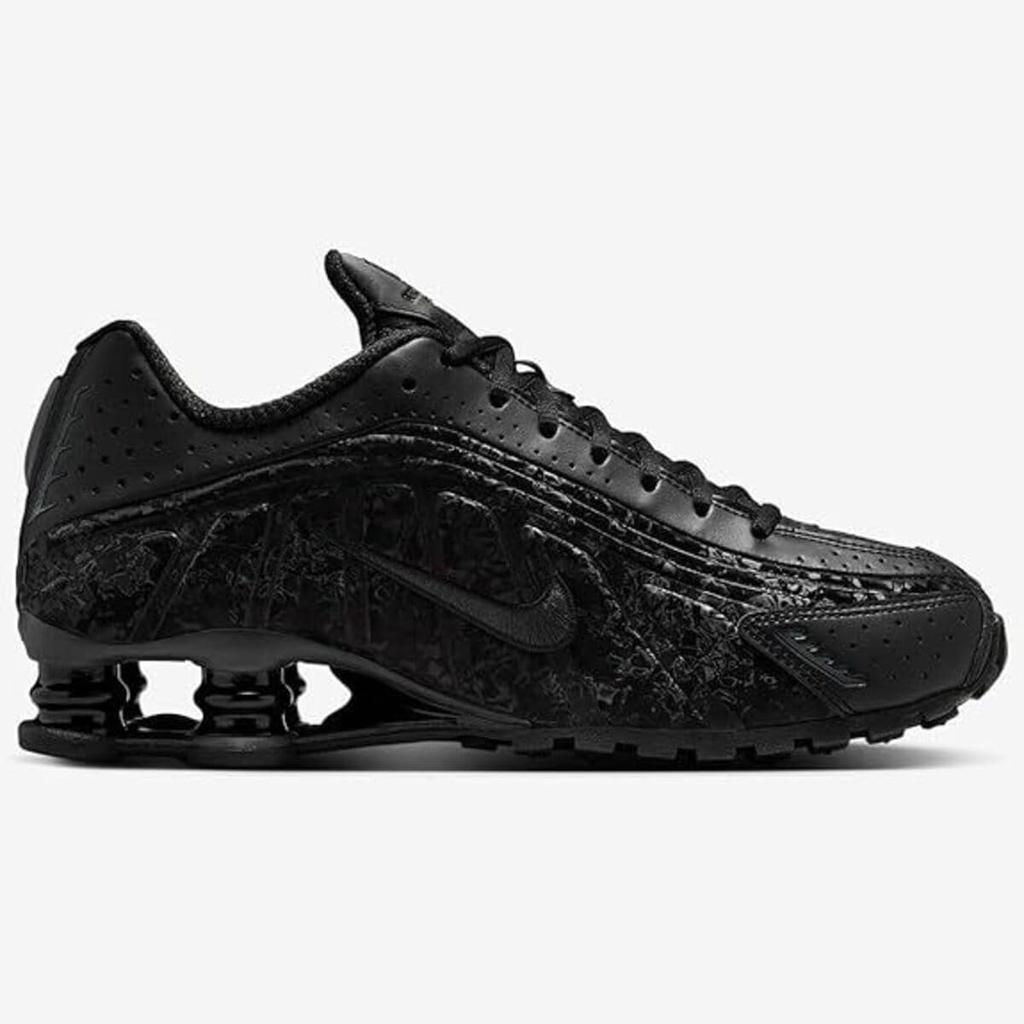 Nike Shox R4 Women's Retro Techno Sneakers Laser-Cut Black/Dark Smoke Gray 22.0cm