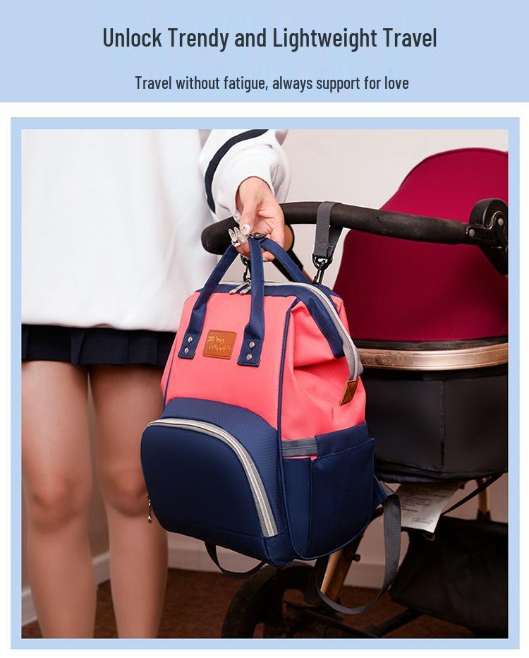 2025 Korean Style Mommy Backpack: Multifunctional Fashion Canvas Color Block Bag with Baby Bottle Holder