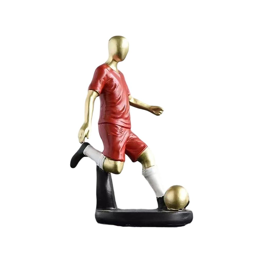 Football Player Figure Resin Craft Statue Ornaments Abstract Ball Memorial Sculpture Decoration