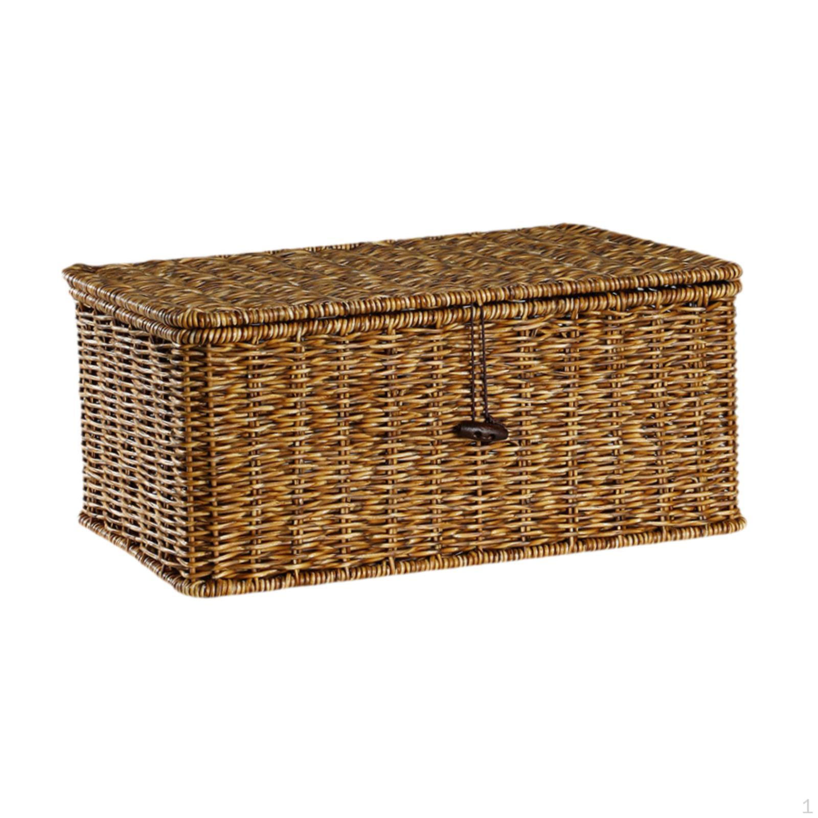 Прямоугольный контейнер для хранения с крышкой органайзер из имитации ротанга для шкафа детской комнаты спальни гостиной 24 cmx14 cmx14 cm 1923₽
