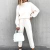 2022 Women's High Neck Sweatshirt & Solid Color Pants Set - Autumn/Winter Collection FD89940125