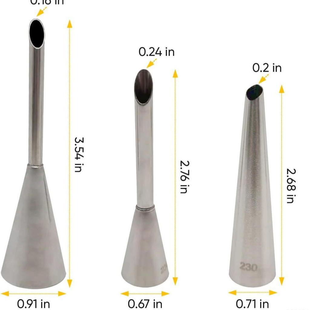 5-Piece Cream Puff Piping Tips Set - Large, Medium, Small, 304 Stainless Steel