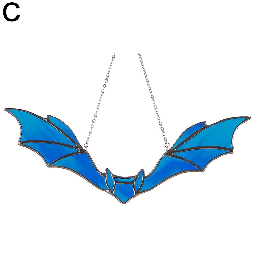 

Halloween Bat Stained Glass Suncatcher Window Hanging Acrylic Wall Art Suncatcher Decor Household Halloween Bat Decoration синий