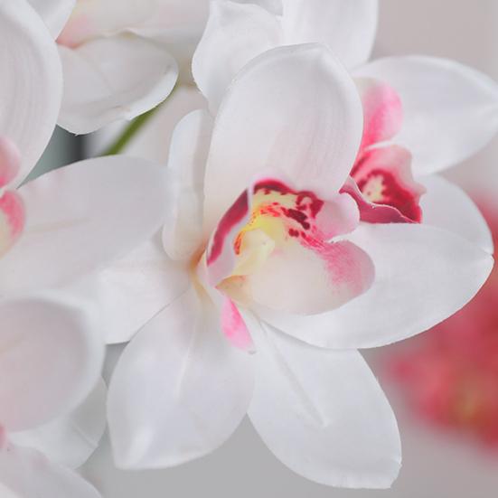 Yousheng 6Pcs Simulated Cymbidium Bouquet Real Touch Artificial Flowers No Withering Fading Vibrant Color Fake Flower