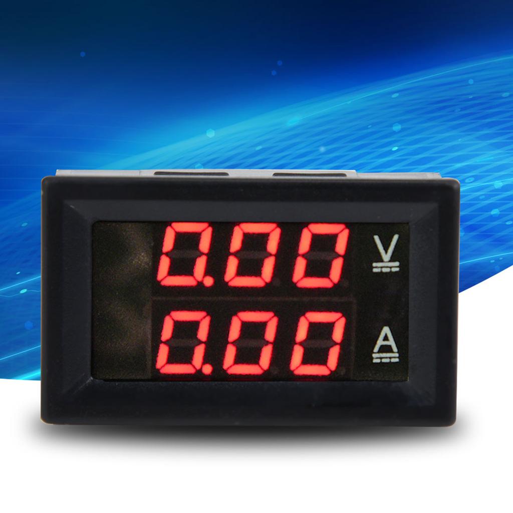 3 Digit DC 0 100V 50A 10A Voltmeter Ammeter Gauge Dual LED Panel (Red & Red 10A)