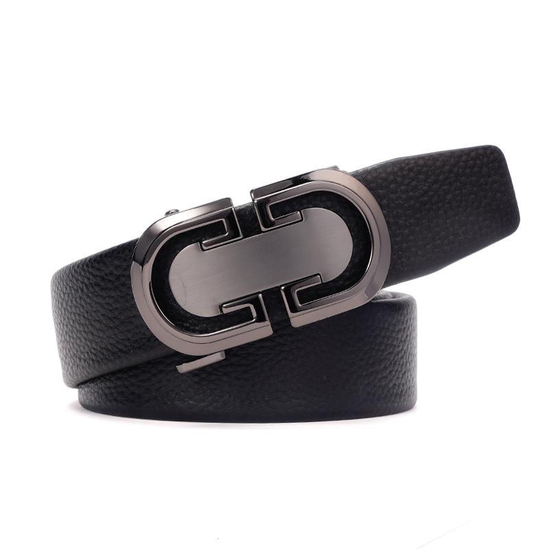 Men'S Belt Leather High-End Business Belt First Layer Cowhide Casual Versatile Automatic Buckle Business Belt Men