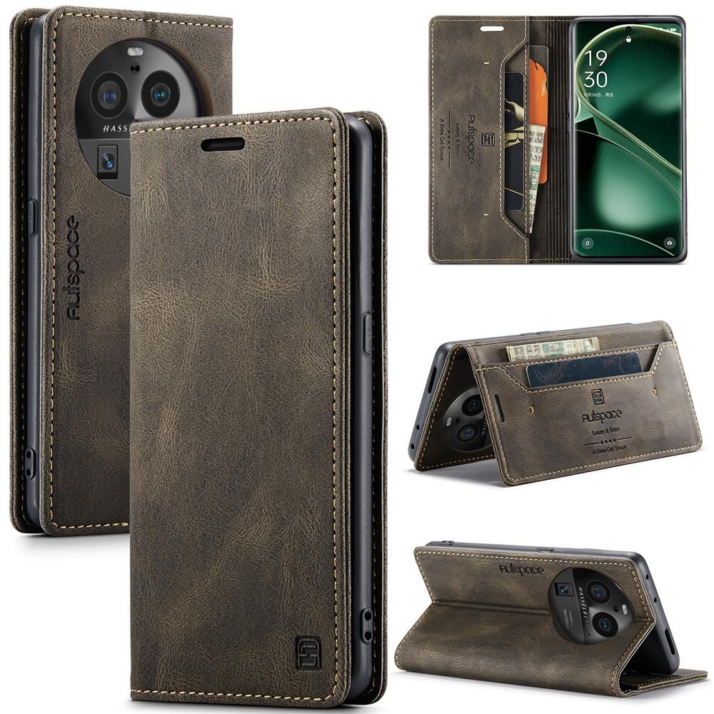 Luxury Genuine Leather Magnetic Wallet Flip Case for OPPO Find X6 Pro Card Slot Stand Shockproof Foldable Holder Full Protection Cover