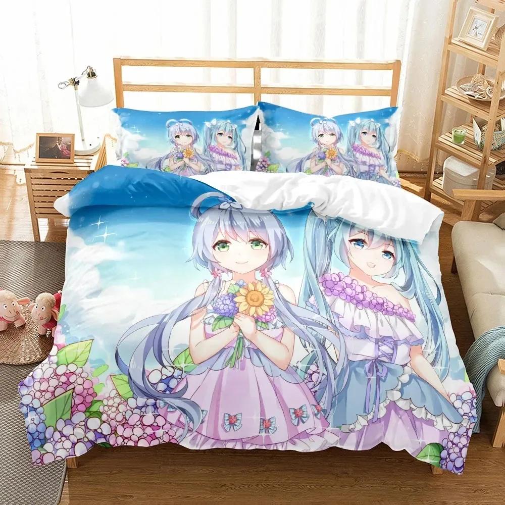 Miku Sakura Comics Girl Duvet Cover Set Eu Single Double King Us Twin Full Queen King Green Lantern Bed Linen Set Customizable