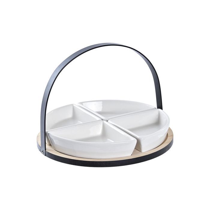 Ensemble À Apéritif - DKD Home Decor - Métal Et Bambou - 21,5 X 21,5 X 14 Cm - Blanc/Noir - Pour Adultes