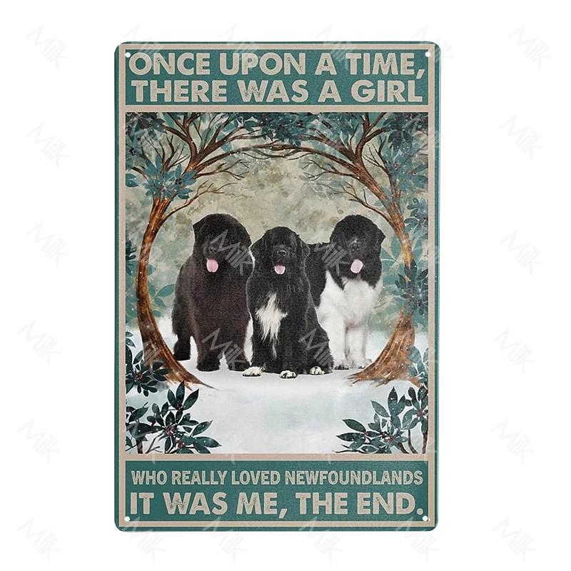 Metal Poster Newfoundland Dog Tin Sign Plate Retro Decor Cafe Home Pet Shop Bedroom Beach Vintage Home Decor Wall Art Plaque