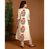 GoSriKi Women's Rayon Blend Straight Printed Kurta with Pant & Dupatta (Actual-Cream-GS_L_Cream_Large)
