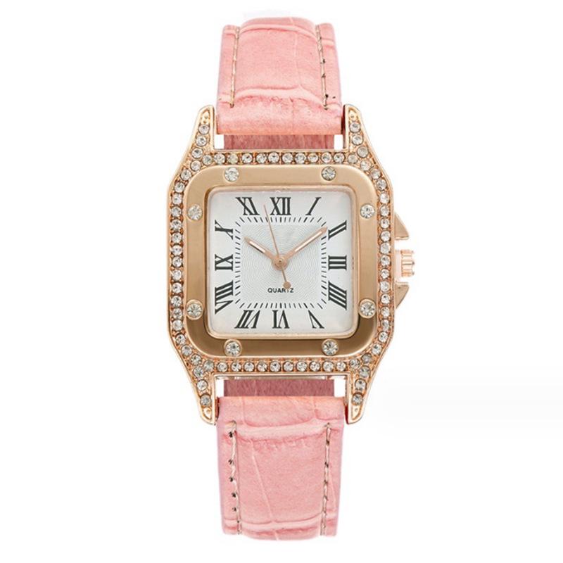 

Елегантний жіночий квадратний годинник з римськими цифрами та стразами та подарунковий набір Factory Direct Price