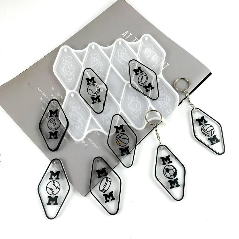 Rhombus Resin Mold DIY Jewelry Casting Mold Resin Keychain Mold Pendant Charms Mold with Hole Mother's Day Silicone Mold