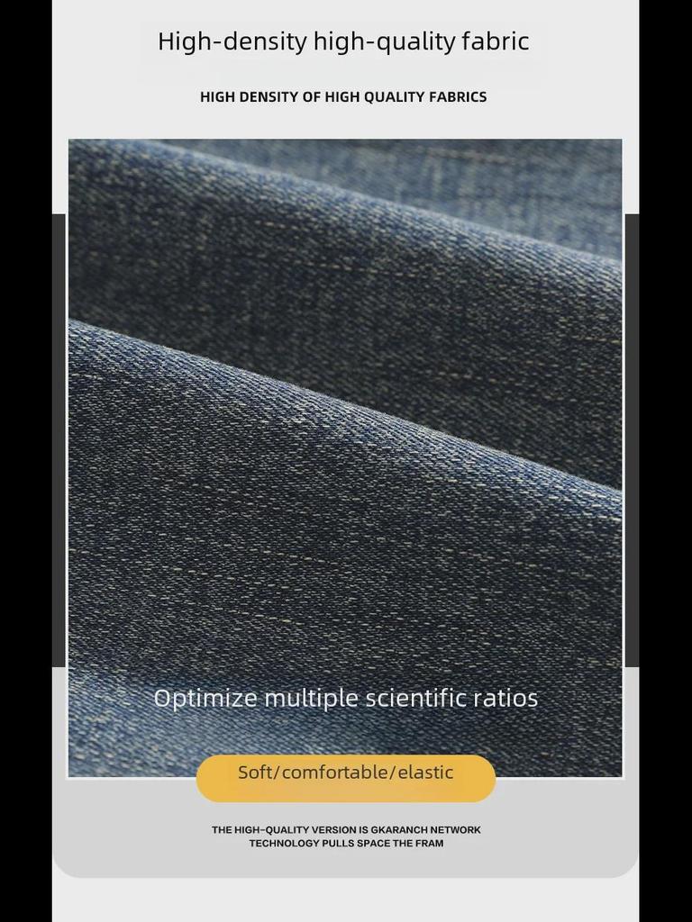 2024 Men's Nostalgic Blue Slim Cotton Jeans - Trendy, Comfortable, Straight Fit