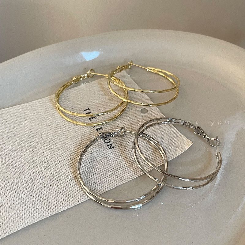 Fashion Exaggerated Double Layer Female Fancy Earrings Circle