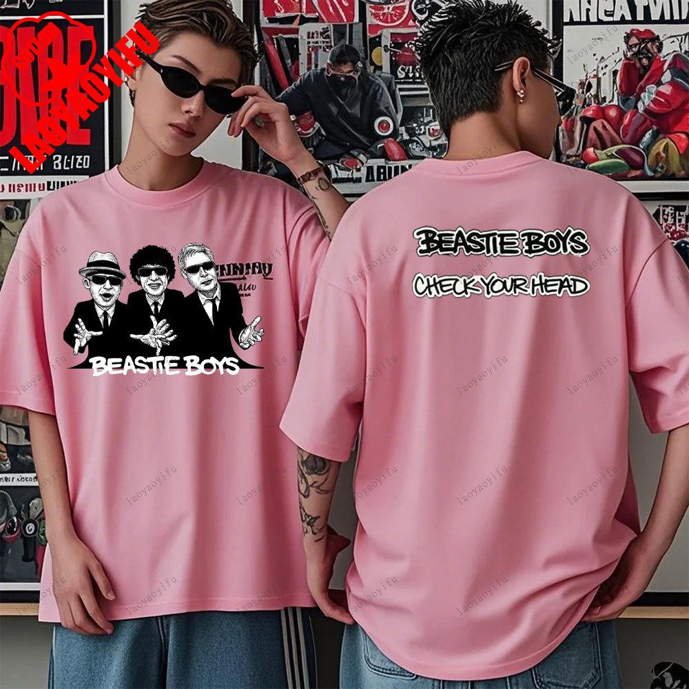 Beastie Boys T-Shirt Check Your Head T-Shirt Amerikanische Hip-Hop-Gruppe Schlichtes Modedesign Kurzarm-T-Shirt