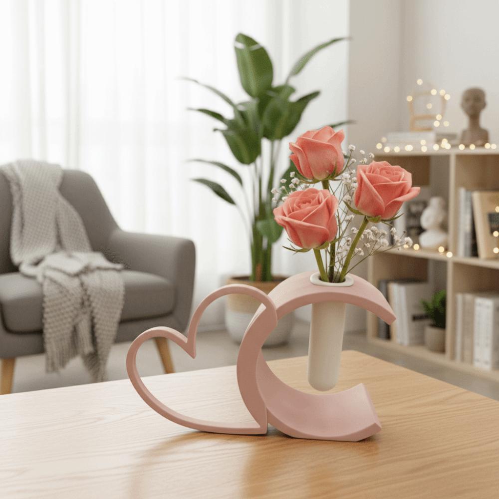 Modern Heart-shaped Vase Imitation Ceramic Hydroponic Vase Flower Vases  Dining Table
