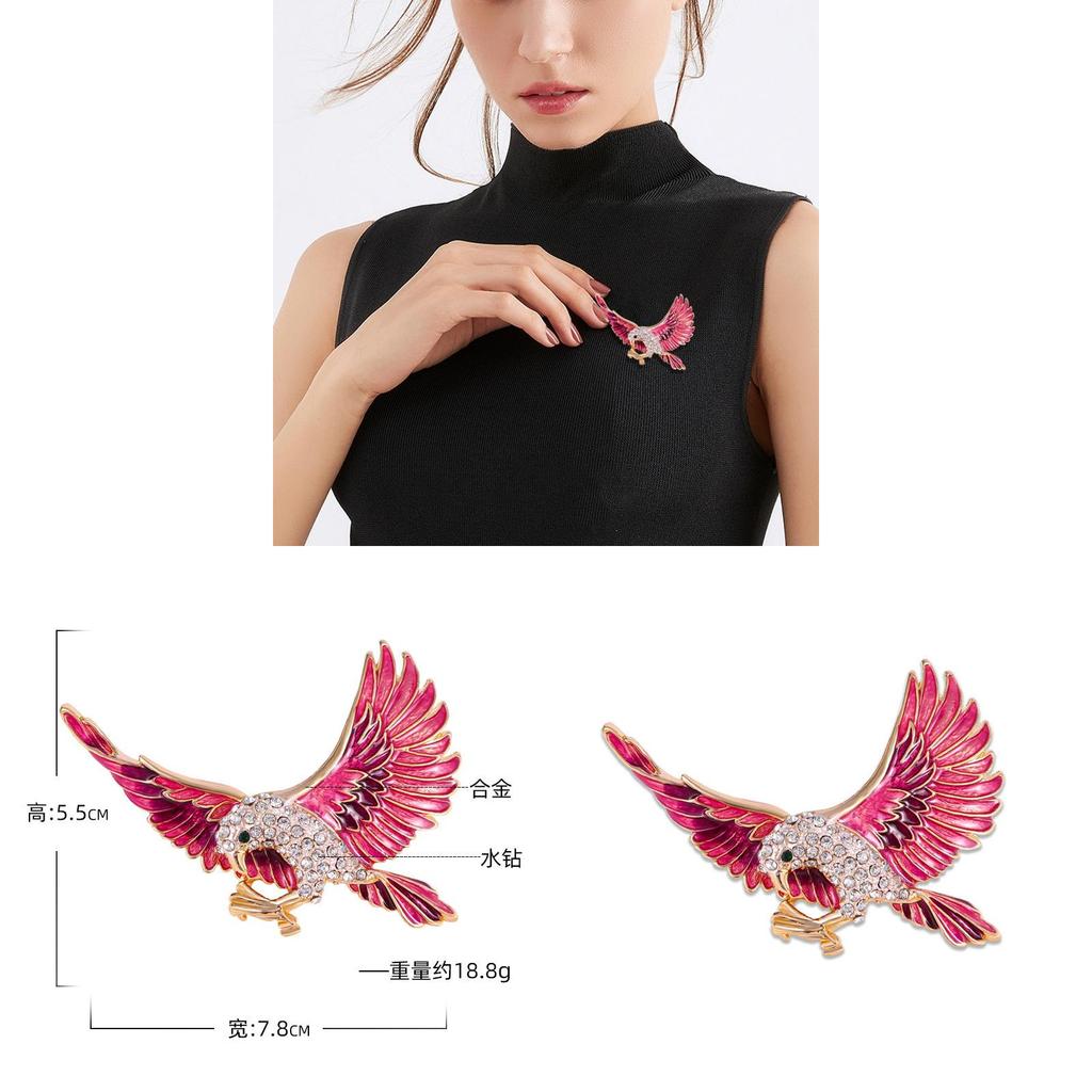 Fashion Eagle Brooch With Diamond Embellishments For Women Accessories