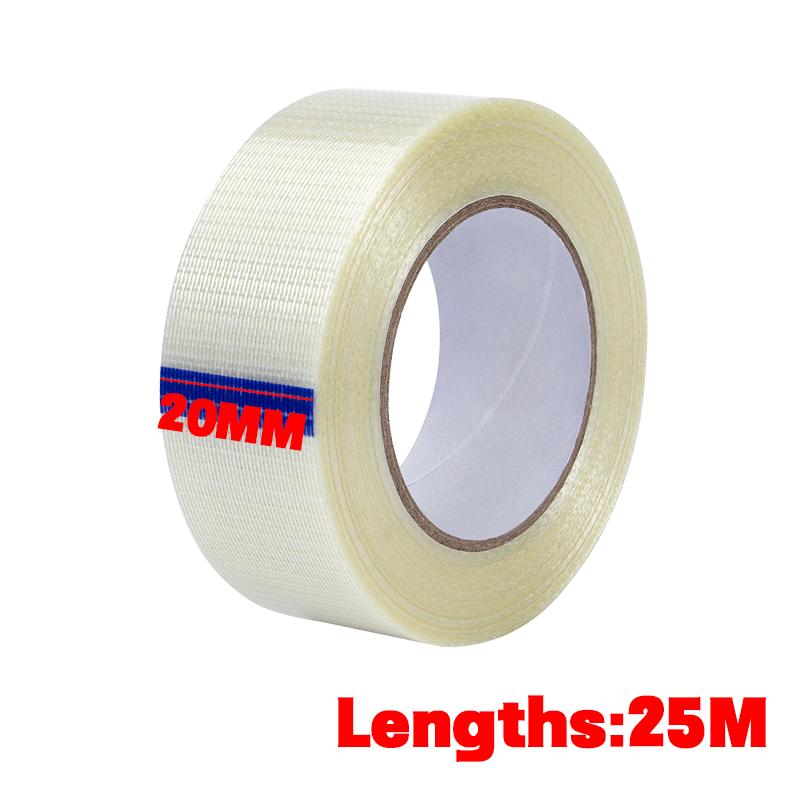 25M Strong Fiberglass Tape Heavy-duty Wear-resistant mesh Fiber Tape Transparent Single Side Adhesive Waterproof Seal Strapping