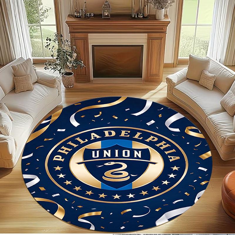 Philips Sports Union Print Round Rug, Washable Floor Carpet, For Entryway Dorm Laundry Room Office Study, Home Decor Birthday Christmas Gift