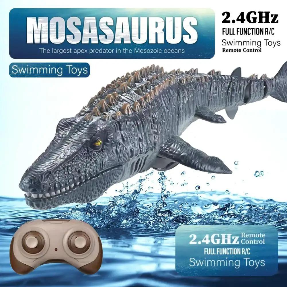 RC Dinosaur for Kid Remote Control Mosasaurus Simulation Model with Light Spray Summer Water Swimming Pool Lake Bathroom Boy Toy