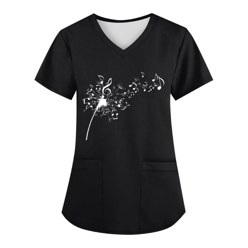Plus Size Women's Fashion V-neck Short Sleeve Workwear with Pockets 3D Printed Tops