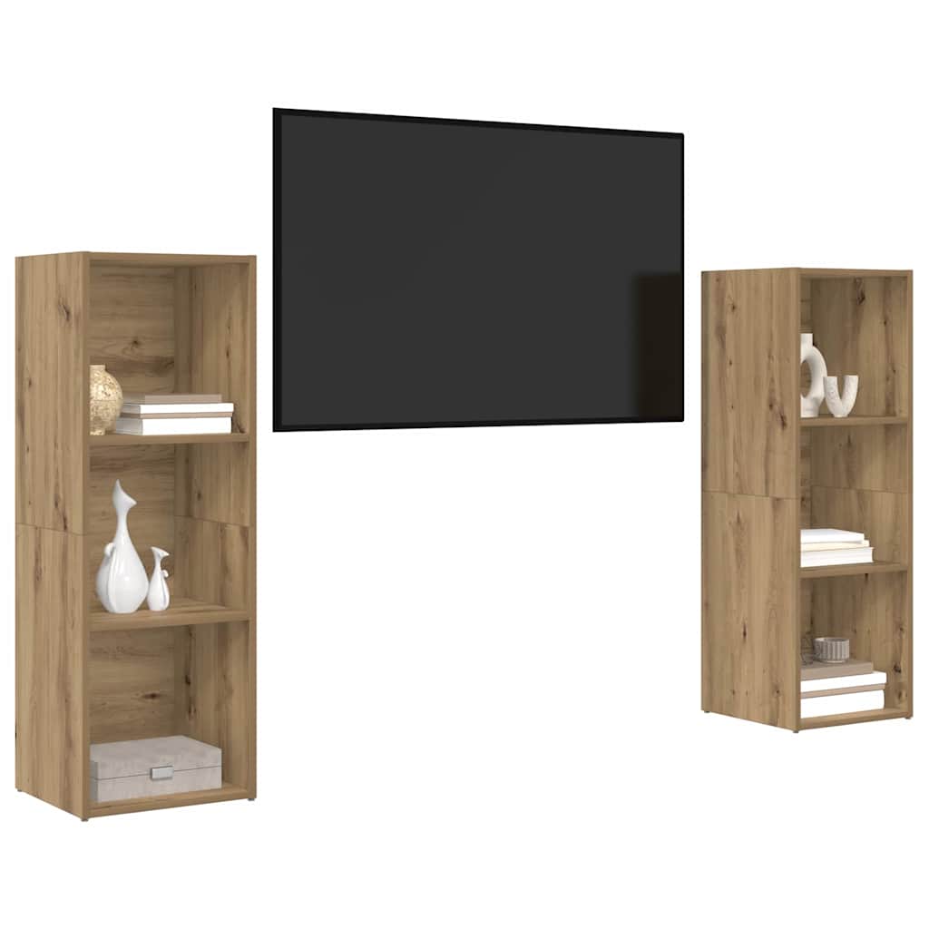 vidaXL Wall Mounted TV Cabinet Set 2 pcs Artisan Oak Finish 107 x 35 x 37 cm