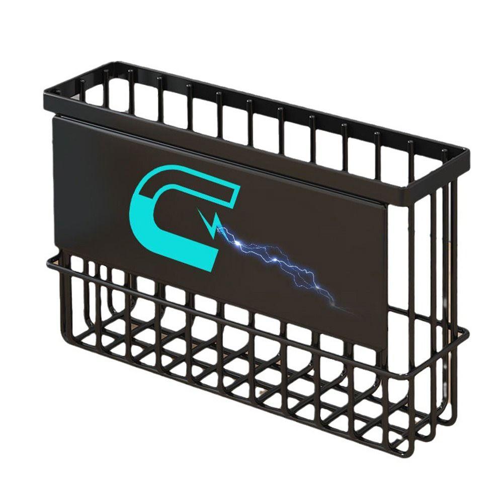 Black White Magnetic Storage Basket Multi-function Refrigerator Side Storage Rack  Kitchen Use