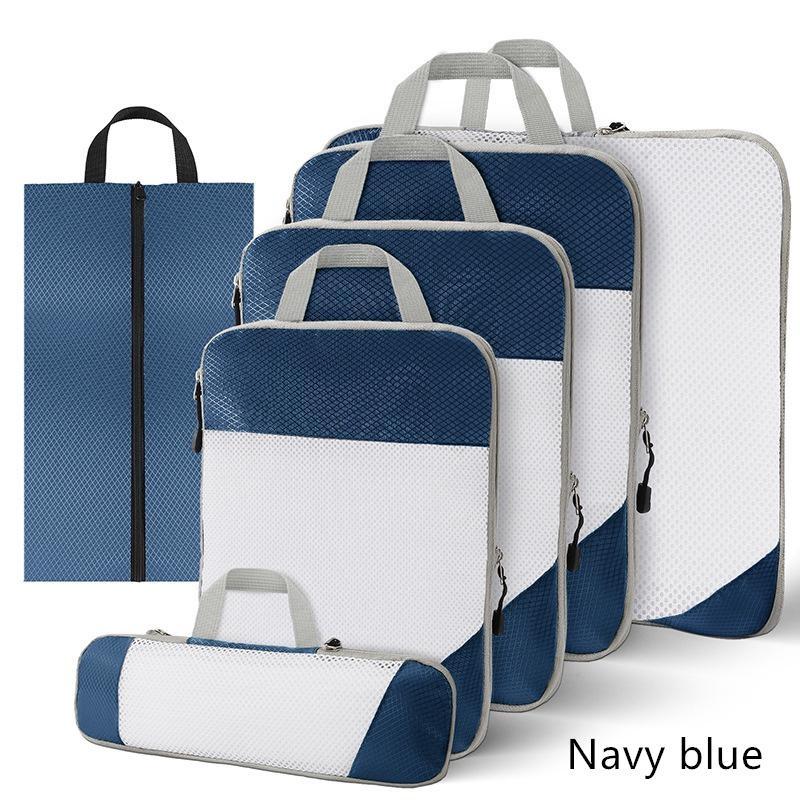 6 Stück/Set Gepäck-Packwürfel Aufbewahrungstaschen Kleidungssortierpakete für Reisegepäck Kompressionsstoff-Packbeutel