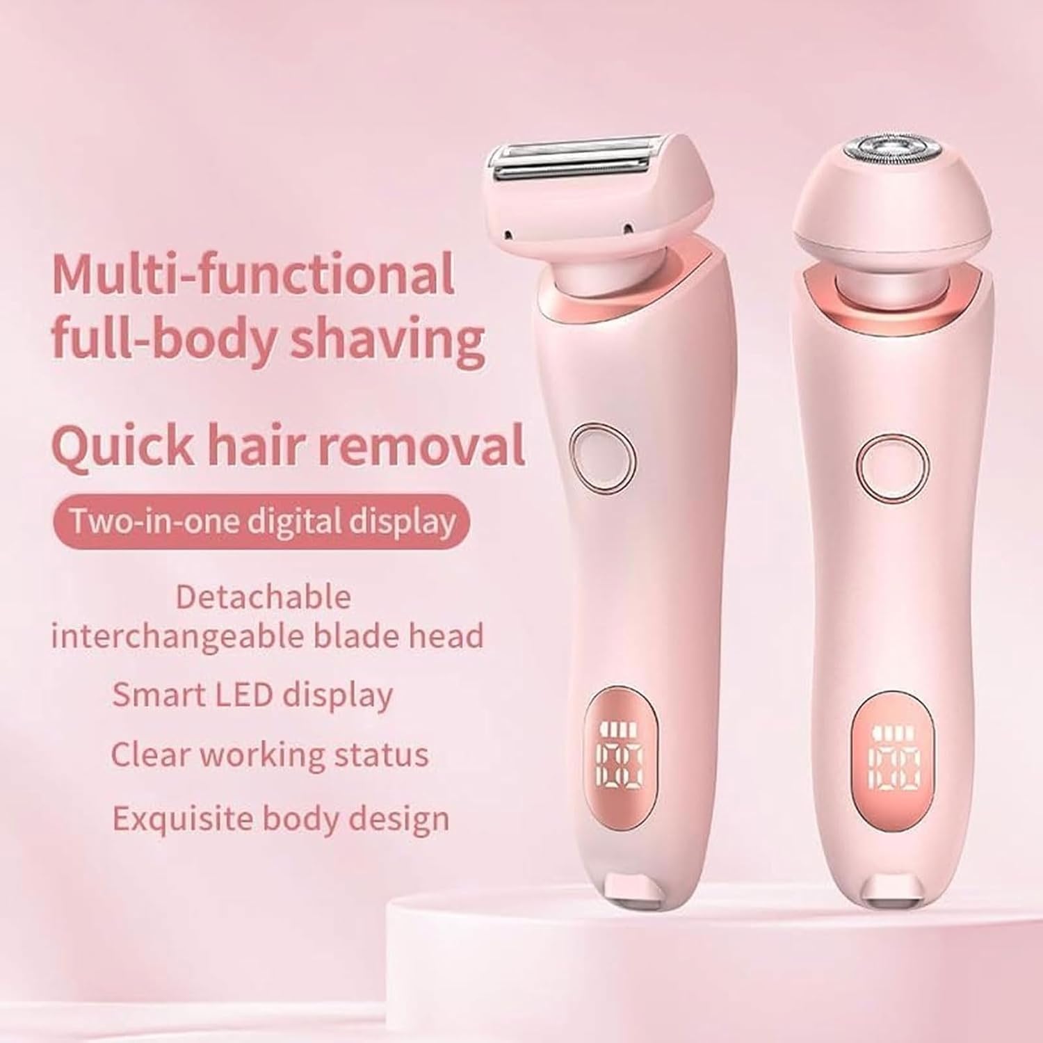 

Beauty Bloom Shaver Pro, Бритва Pro для женщин, Электробритва для женщин, Триммер для бикини 2 в 1 для женщин для влажного и сухого бритья (розовый) розовый