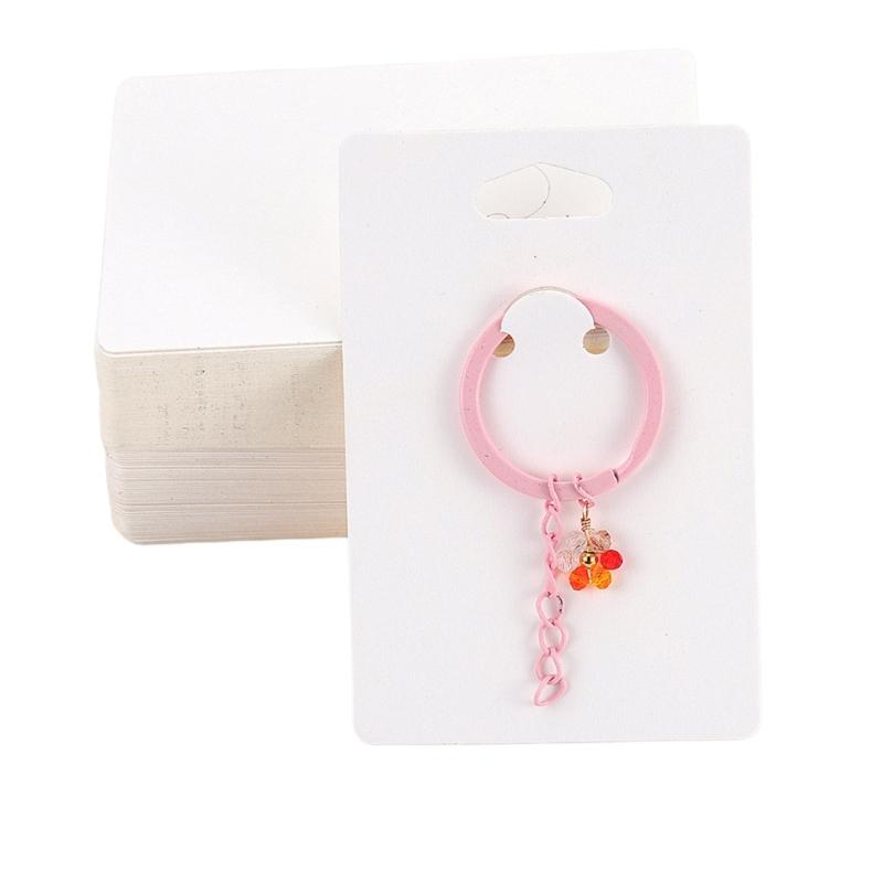 50 шт. Карточки для демонстрации брелоков Держатель для карт брелоков Картон для брелоков Украшений Упаковка для продажи Розничная карта 6x9cm белый