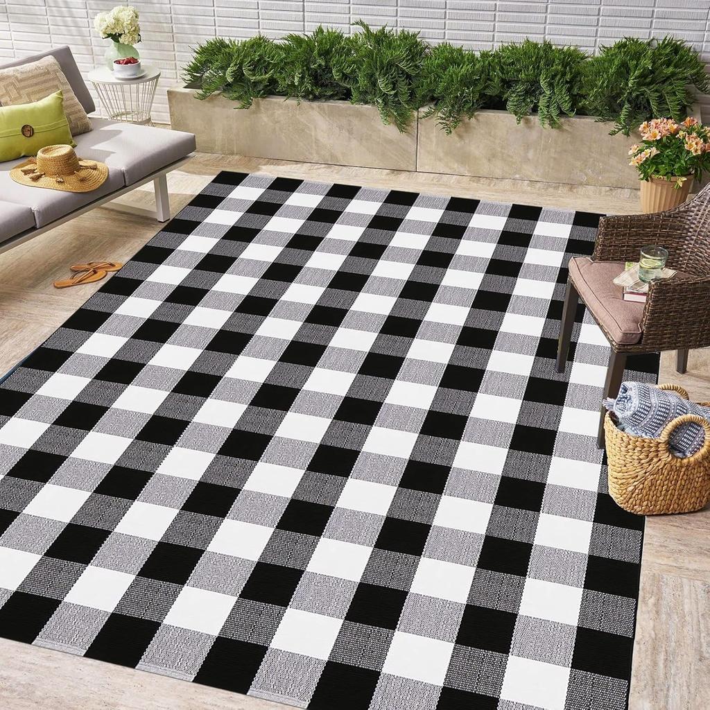 Modern Home Orange Checked Carpet Minimalism Absorbent Non-Slip Floor Mat Living Room Bedroom Doorway Dining Room Decor Rug