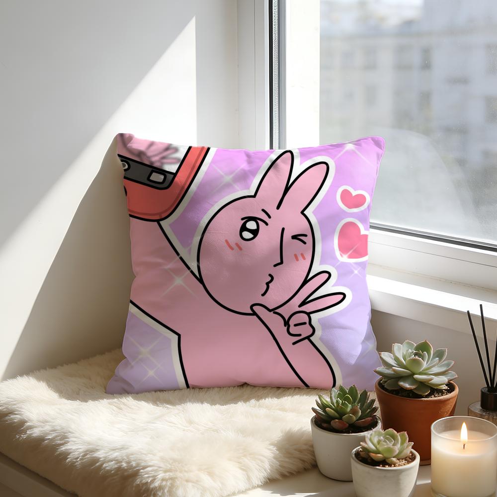 Pink Bunny Cue Cushion Cover Cozy Velvet Throw PillowSoft Warm Cushion For Sofa Bed
