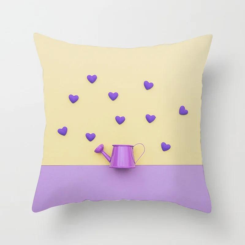 Pink Tropical Leaf Pillowcase Office Living Room Home Pillowcase Car Ornaments