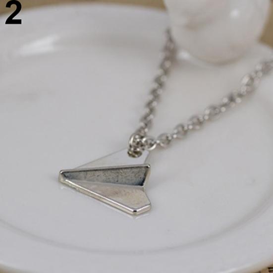 Men's Xmas Gift Jewelry Paper Plane Airplane Pendant Chain Charm Necklace