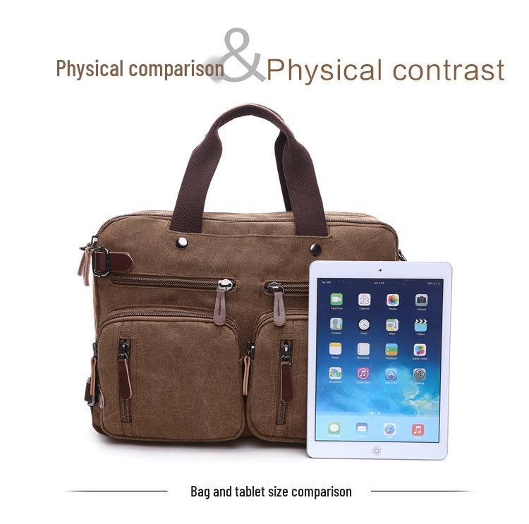 Cross-Border Canvas Laptop Backpack - Large Capacity Business Travel Bag