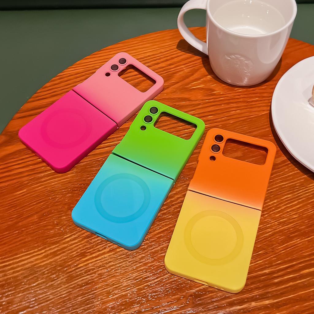 Suitable for Samsung ZFlip5 Folding Mobile Phone Case Gradient Liquid ZFlip4 Magnetic Lens Film ZFlip3 Protection Case