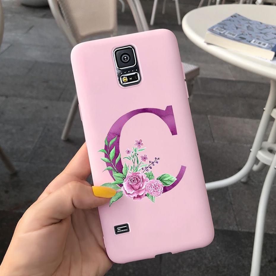 For Samsung Galaxy S5 I9600 Phone Case Flower Initial Alphabet Case For Samsung S5 Neo S 5 G900 G903F SM-G900F Soft Silicon Case