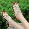 Retro vacation style woven cool slippers women's outer wear summer new niche flat sandals