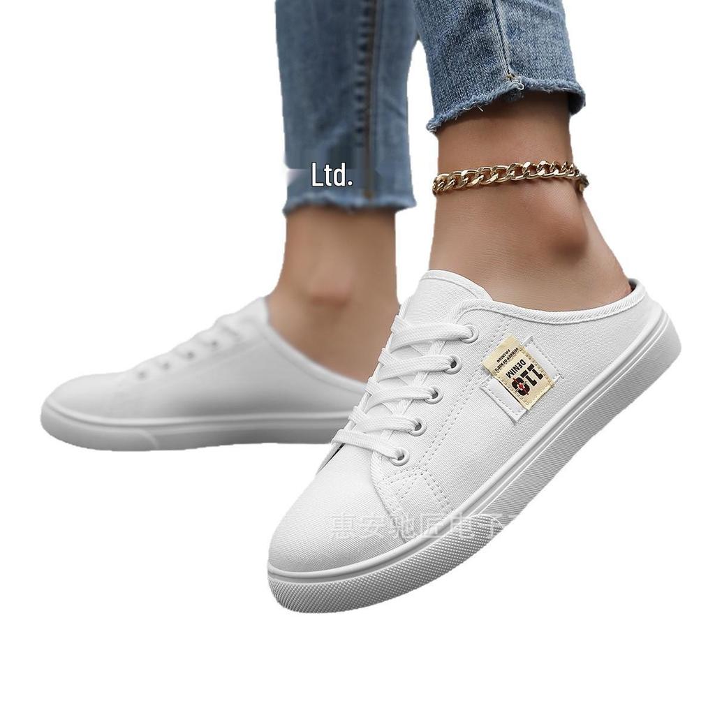 Spot Canvas Slip-On Spring White Flat Shoes