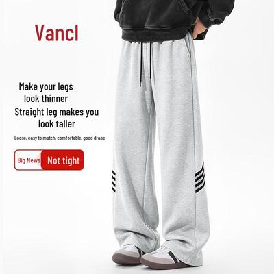 VANCL Men's Spring Autumn Loose Fit Color-Block Stripe Casual Pants