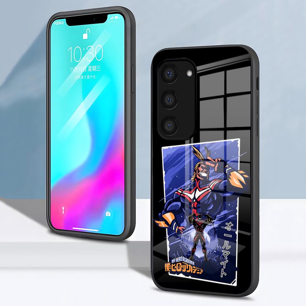 

Anime All M-Might Phone Case For Samsung S26 S25 S24 FE S23 S22 S21 Plus S20 Ultra Note20Ultra Black Glass Cover Galaxy S25