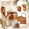 Wall Mounted Wicker Basket Storage Container Rattan Style Decorative Hanging Organizer for Living Room Bedroom Wall Mounted Storage Basket