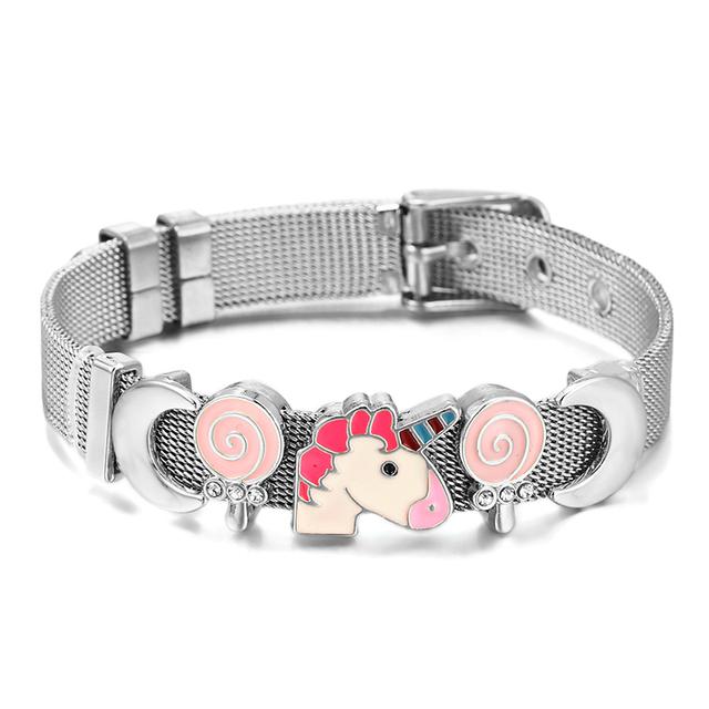 Fashion Stainless Steel Mesh Bracelets For Women Girls Original Charm Watch Belt Bracelet Angel Beads Bangle Gift